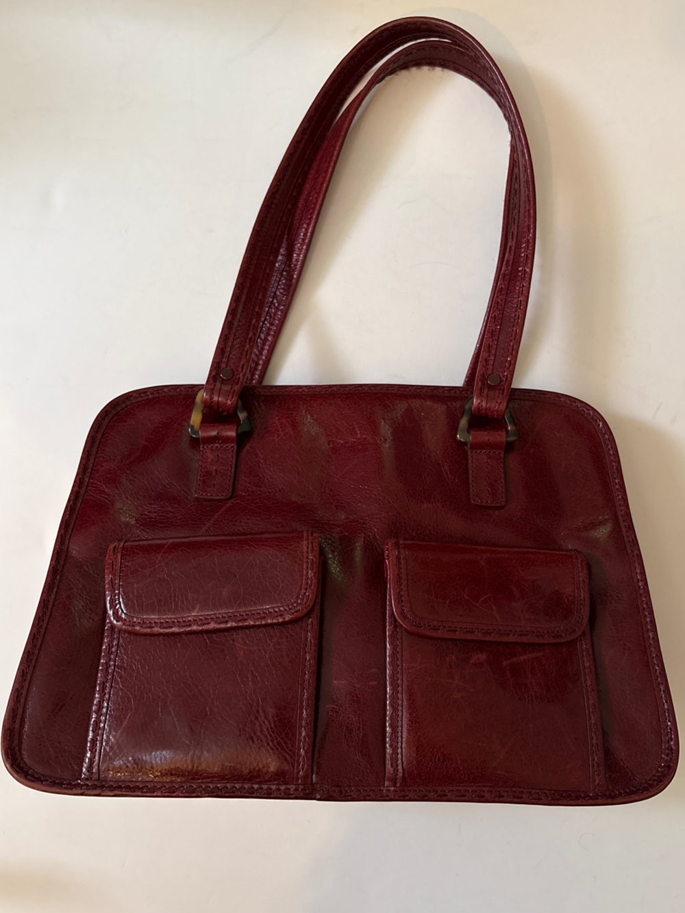 Cole haan Avery hobo burgundy ox blood glossy leather satchel shoulder bag y2k